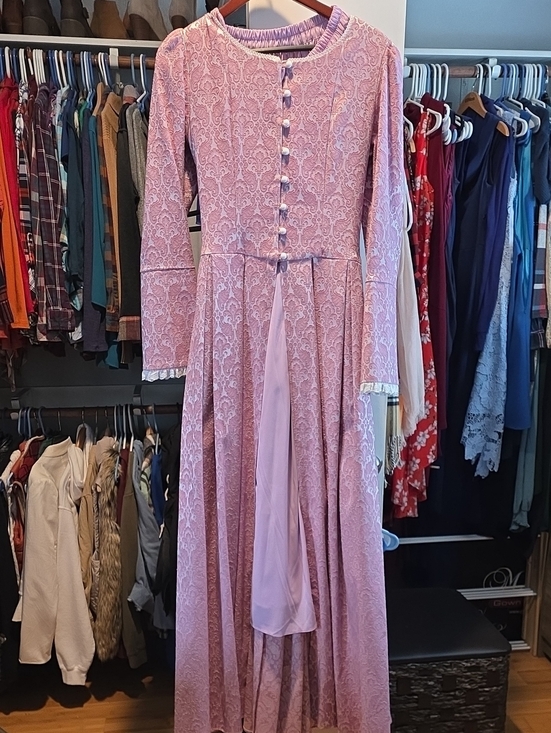 Victorian Choice Dresses & Skirts - Vintage-Inspired Pink Lace Long Sleeve Maxi Dress